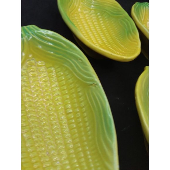Vintage set 4 Artbel Brazil mid century Majolica style Corn Cob trays - Picture 6 of 11